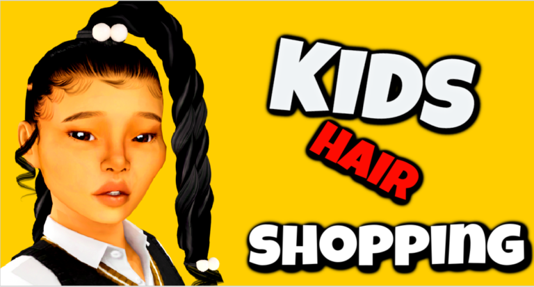 Urban Sims 4 CC Kids Female Hair Pack