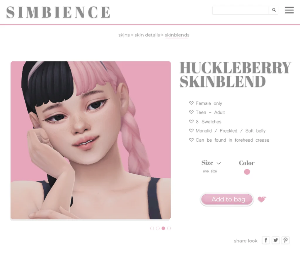 Huckleberry Skinblend Sims 4 Skin CC