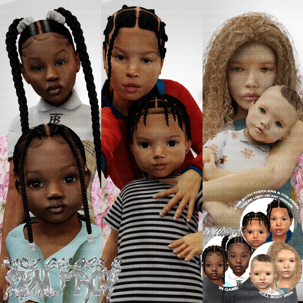 Kidz Galore 8 Sims 4 child toddler infant full body skin collection