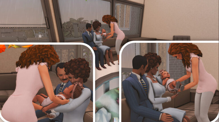 Sims 4 Family poses meet new baby