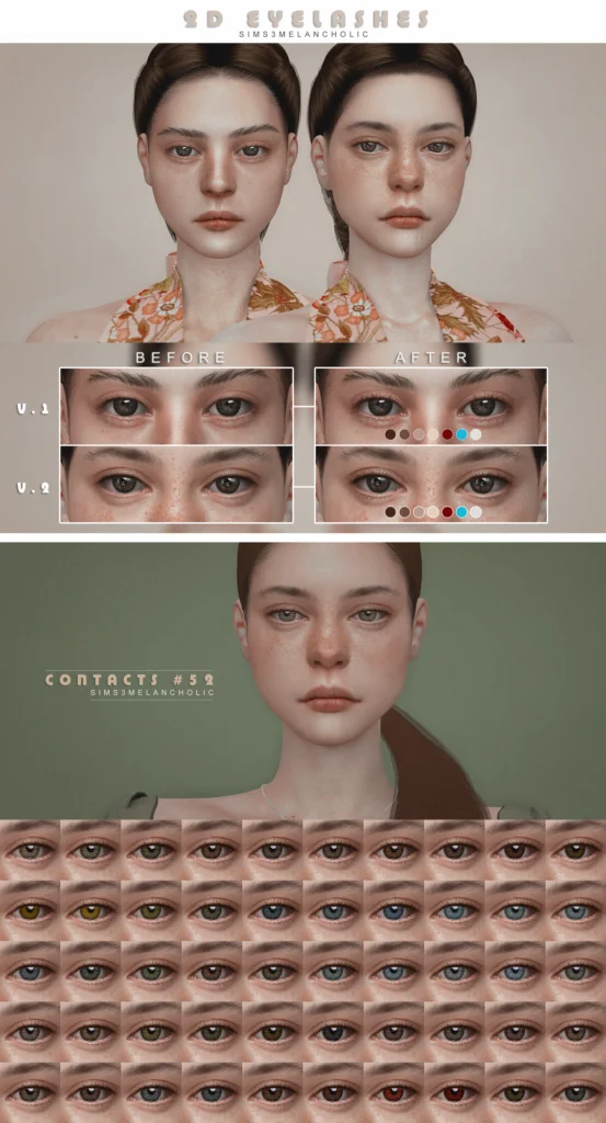 2D Eyelashes #1 and #2 Sims 4