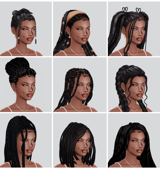 Curly Hair Maxis Match Edition sims 4 Braids Locs Twists