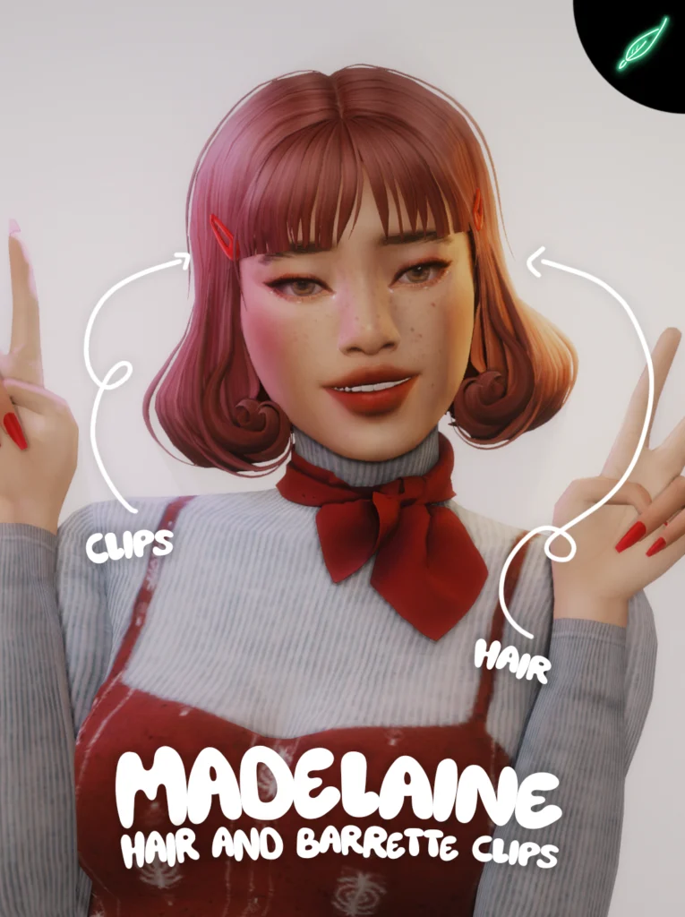 Madelaine Hair and Barrette Clips Sims 4 Hair CC