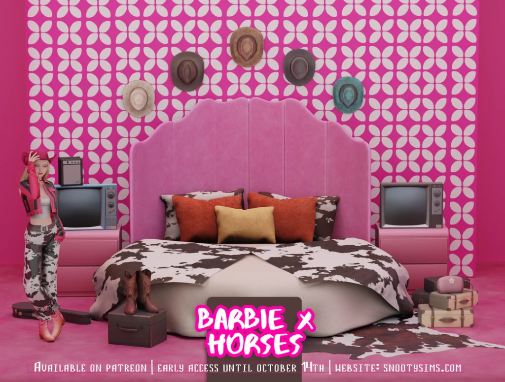 Barbie X Horses Bedroom CC Pack by SNOOTYSIMS