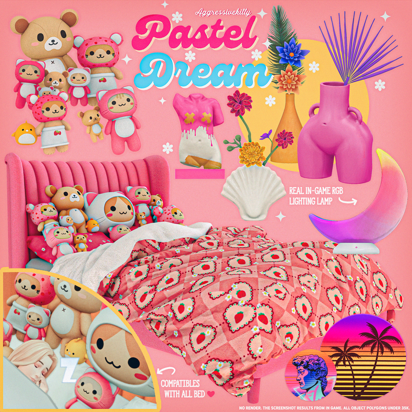 AggressiveKitty Pastel Dream Sims 4 Bedroom CC