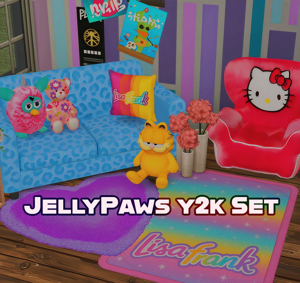 JellyPaws Y2K Set Sims 4 Teen Bedroom CC