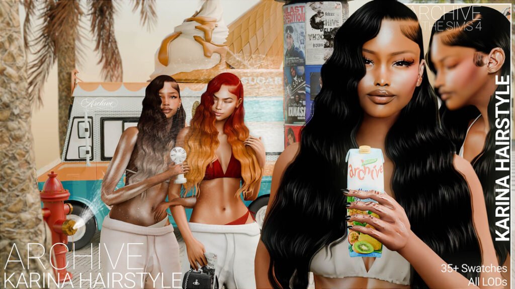 Ar3chive Karina Hairstyle Sims 4 Hair CC