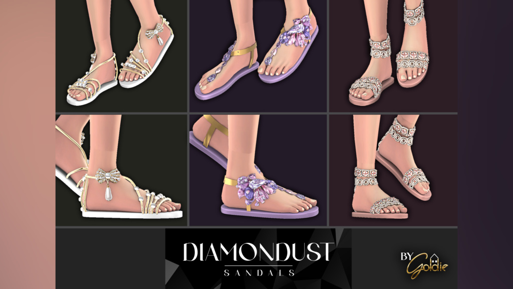 GOLDIE Diamondust Sandals v01 Sims 4 Shoes CC