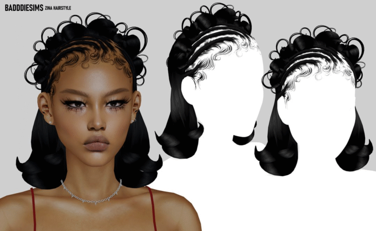Sims 4 Baddiesims Zina Hairstyle custom content