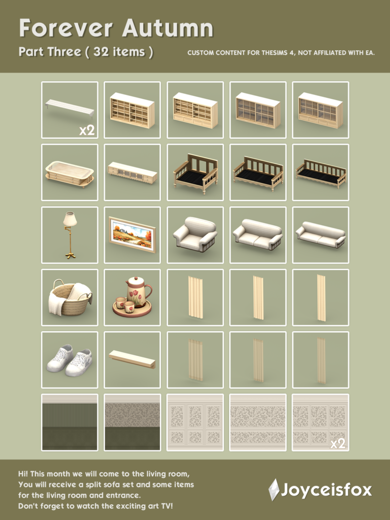 Forever Autumn Part 3 Sims 4 living room furniture CC