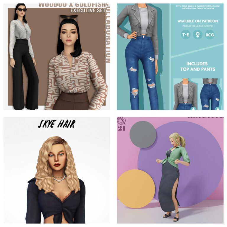 Sims 4 CC Hair and Outfits Collection