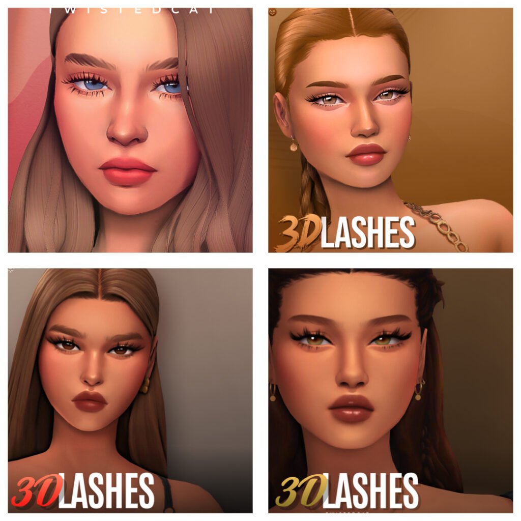 TwistedCat Free 3D Eyelashes for Sims 4