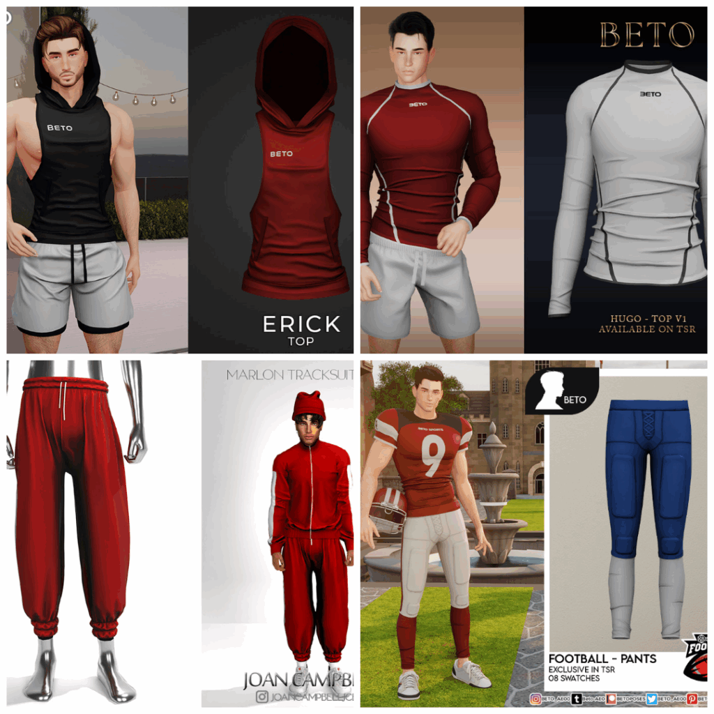 Sims 4 Male Athletic Wear CC