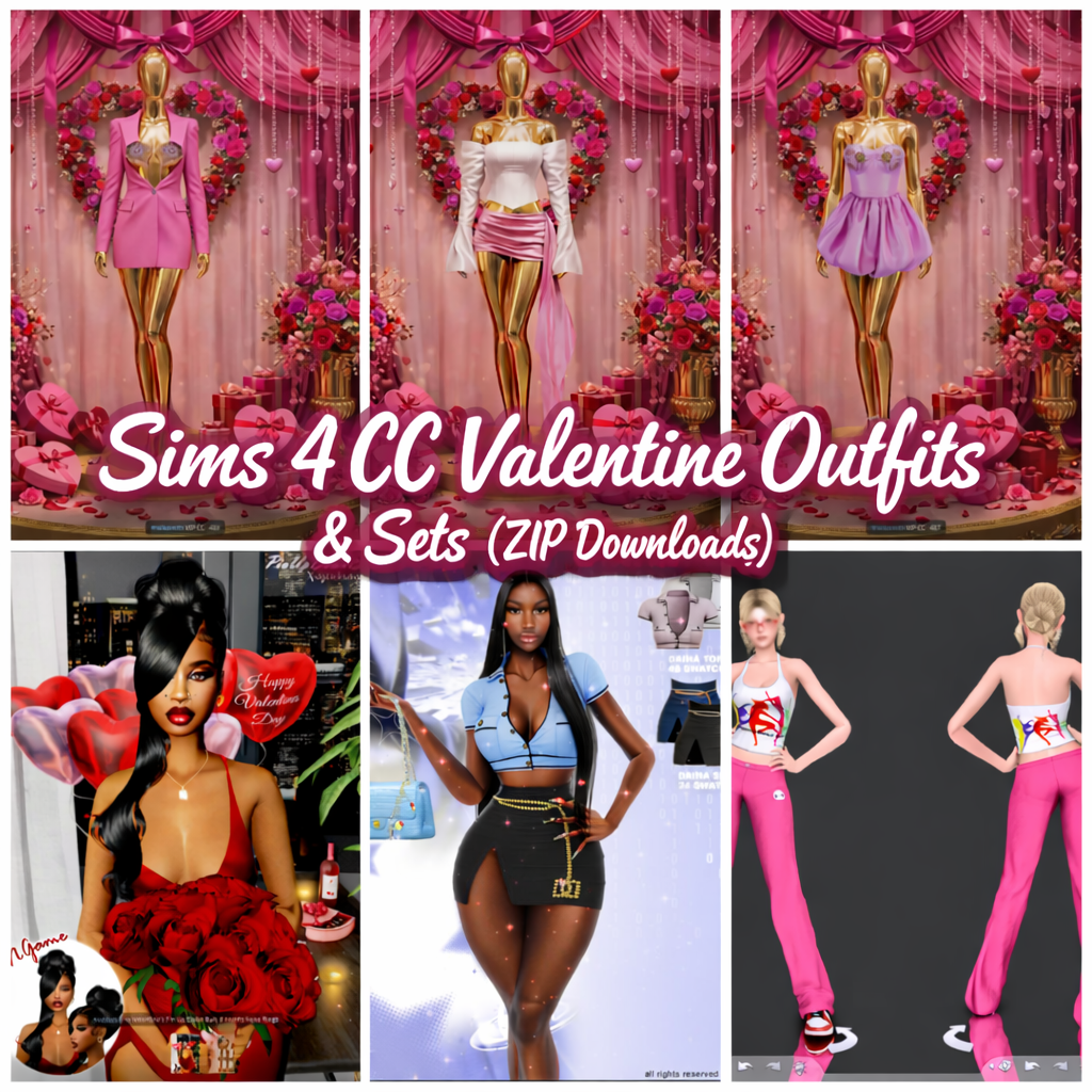 Sims 4 CC Valentine outfits