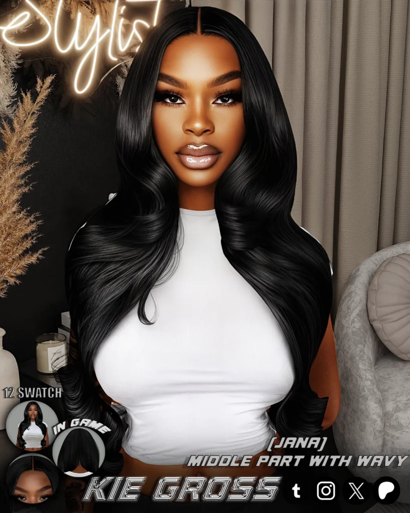 Sims 4 Jana Hair by KieGross realistic female hair CC
