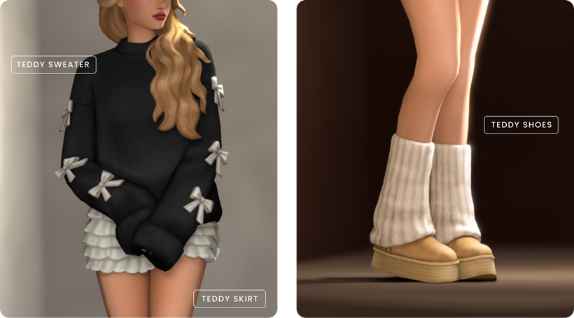 Sims 4 TwistedCat Teddy Outfit cute baddie clothing CC