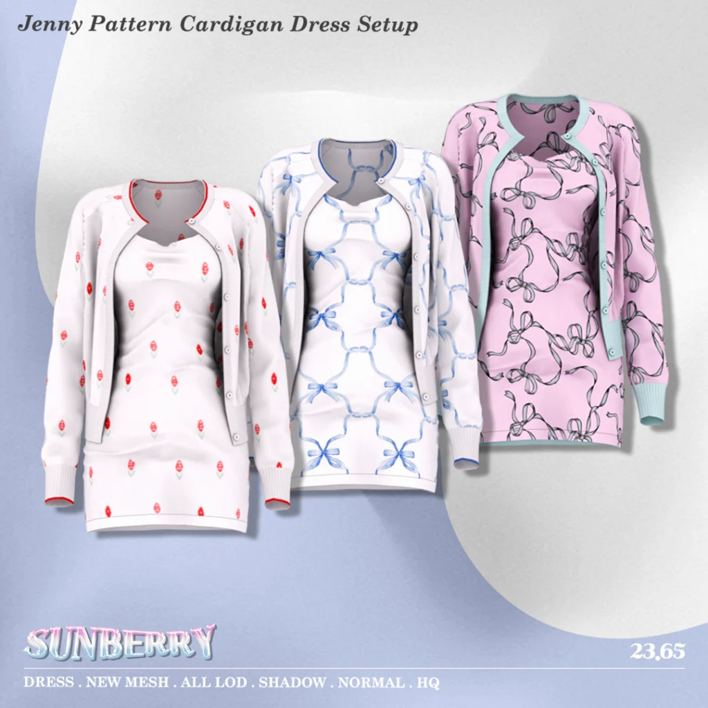 Jenny Pattern Cardigan Dress Setup Sims 4