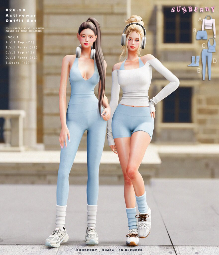 SUNBERRY Activewear Outfit Set Sims 4