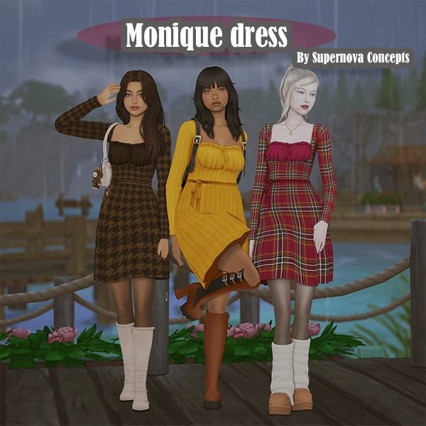 December Set Monique Dress Sims 4 Dress CC