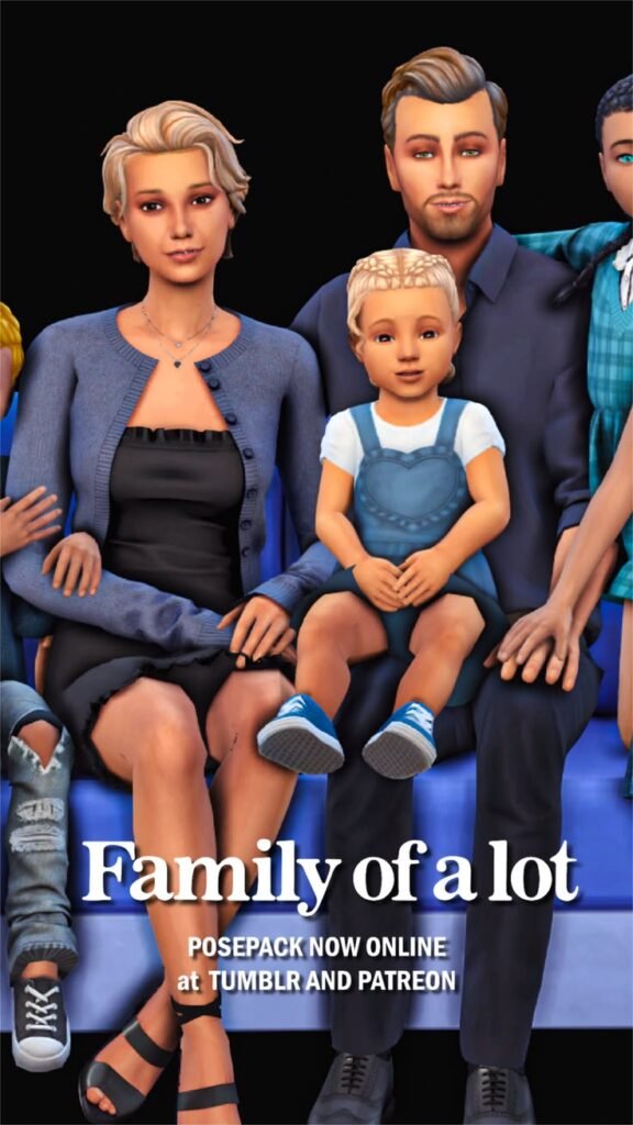 Family of a Lot Sims 4 Large Family Pose Pack