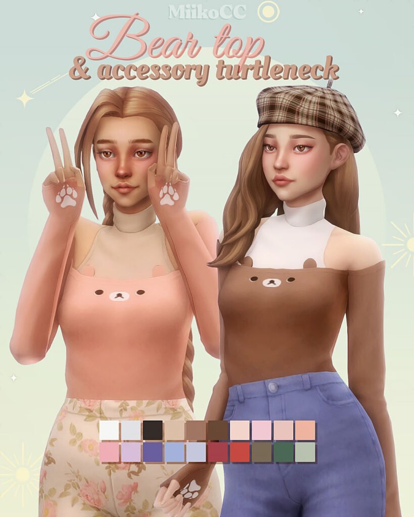 Bear top & accessory turtleneck