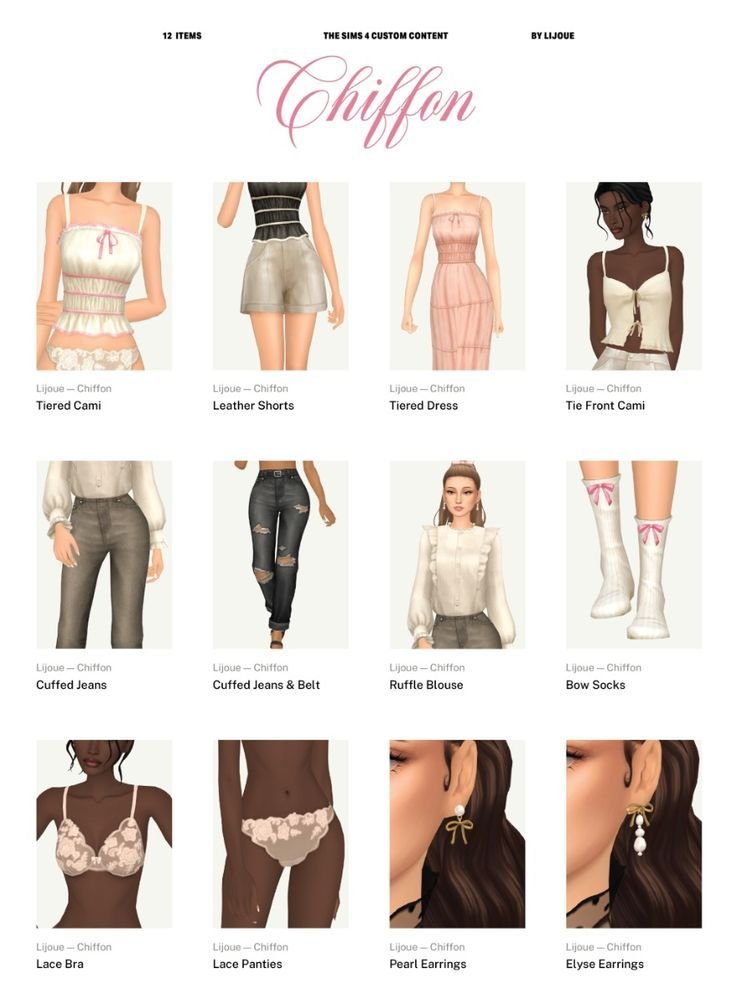Chiffon Set Sims 4 Female Fashion CC