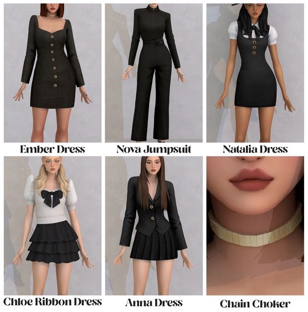 Lovito HuiEn Sims 4 Female Clothing CC
