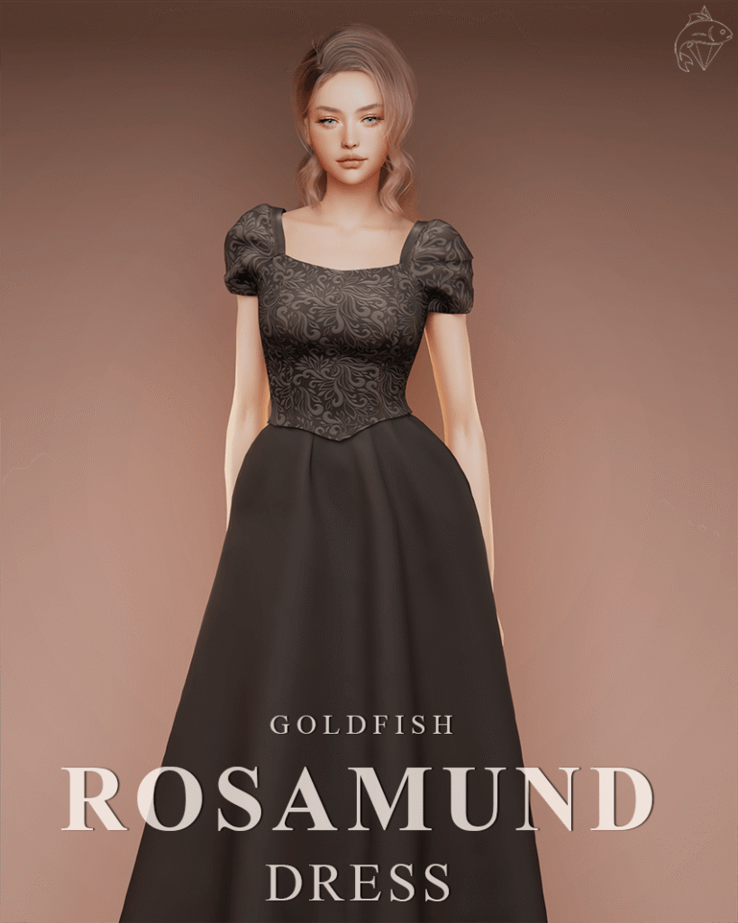 Elegant full-length gown with a timeless silhouette for a feminine Sim