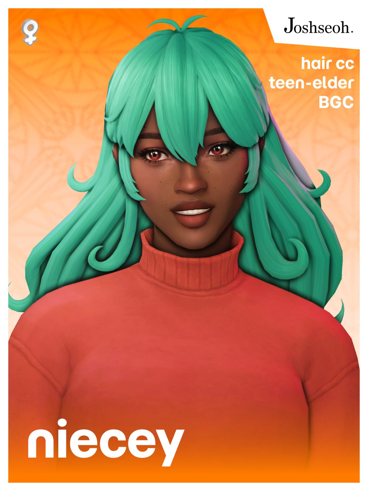 Niecey feminine Maxis Match hair shown in long and shorter versions