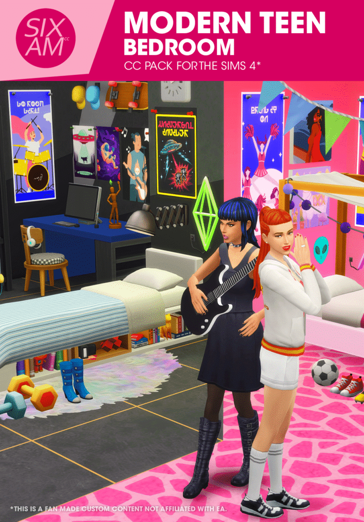 Modern Teen Bedroom CC Pack Sims 4