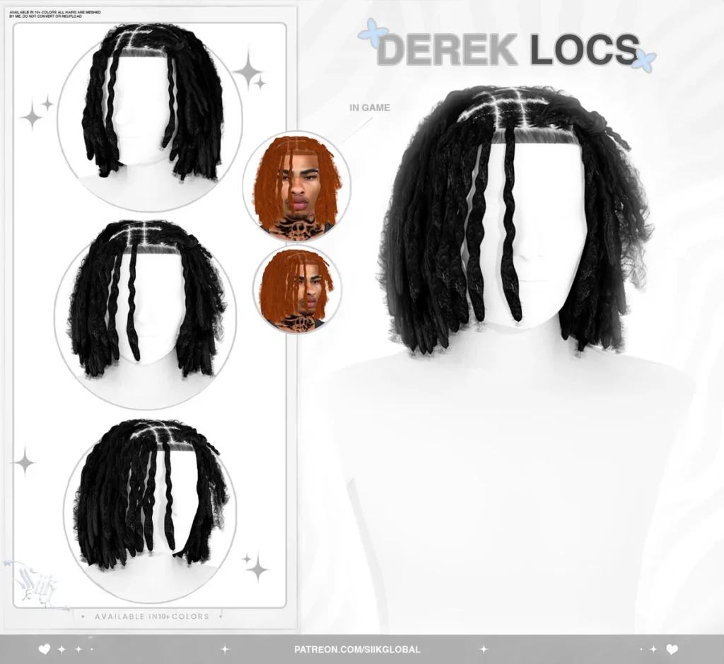 Siikglobal Derek Locs Sims 4 Locs Hair CC