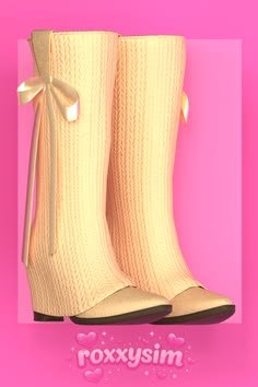 Roxxysim Knit Ribbon Boots Sims 4 Shoes CC