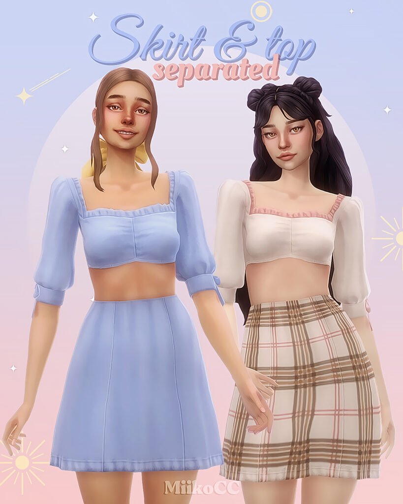 Sims 4 teen skirt and top CC