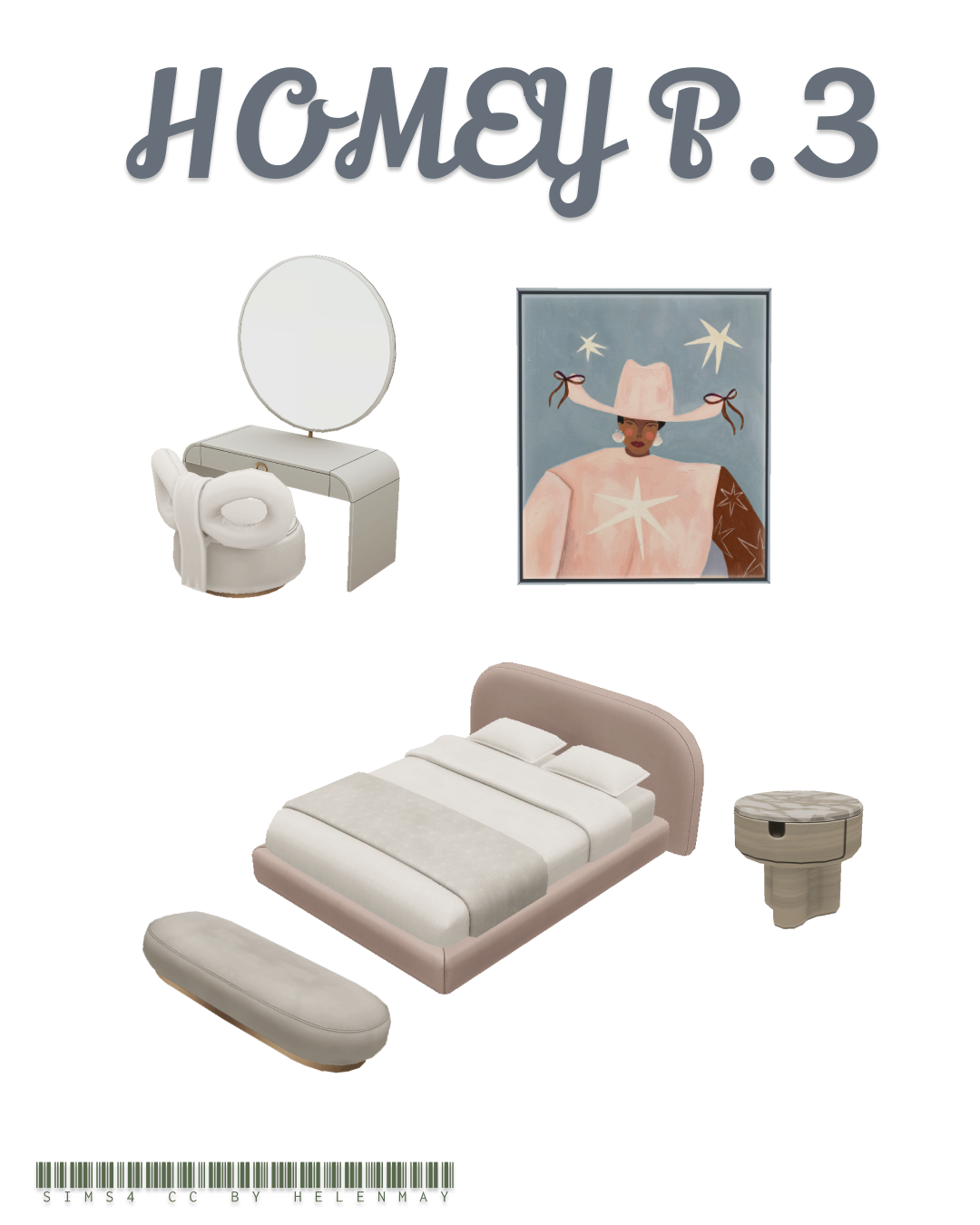 Helenmay Homey Part 3 Sims 4 bedroom CC preview