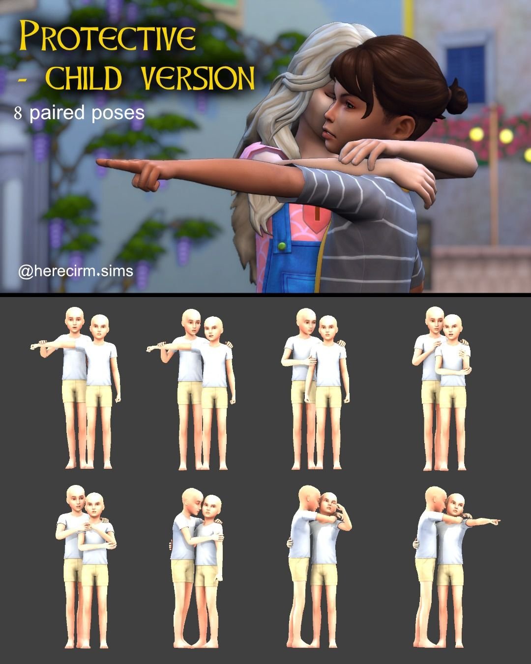 HerecirmSims child storytelling pose pack previews