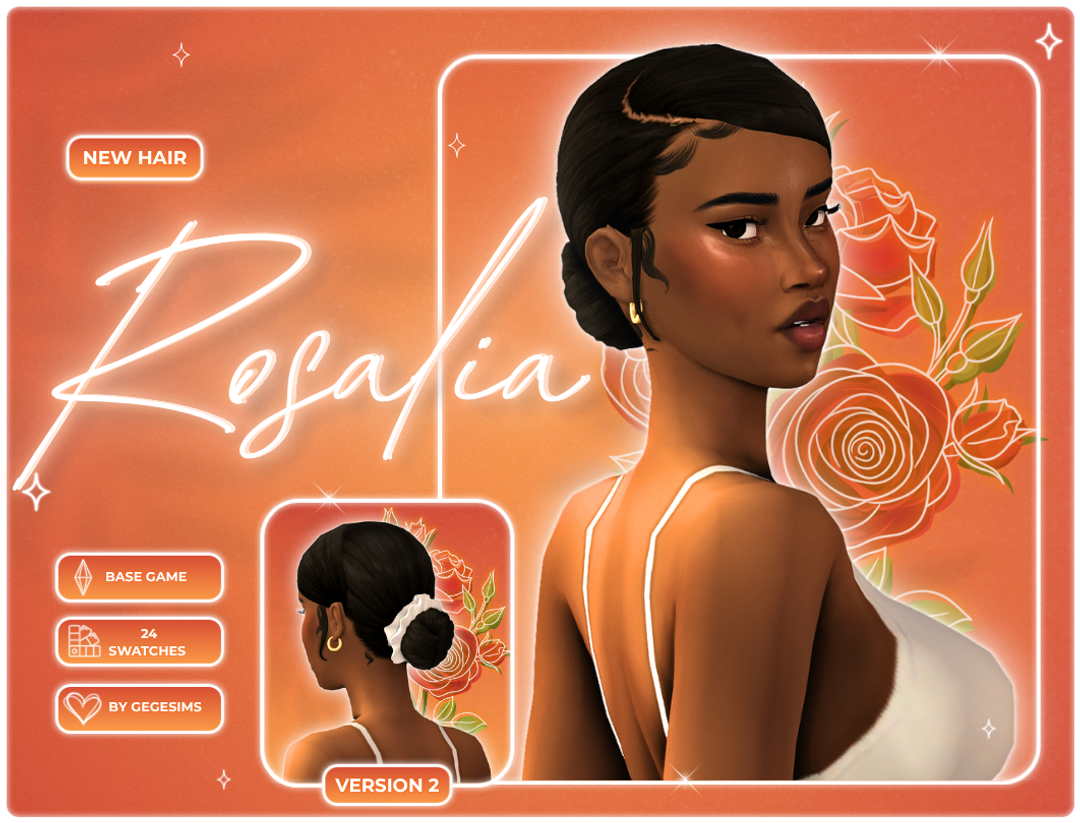 Rosalia sleek low bun Sims 4 hair preview by GegeSims