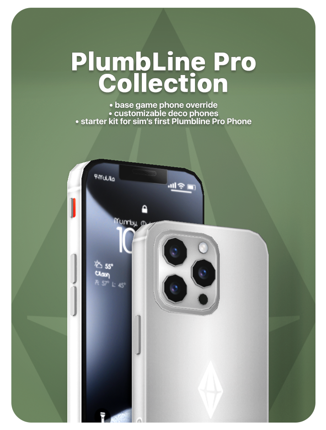 Simkoos Plumbline Pro phone override and decor CC preview