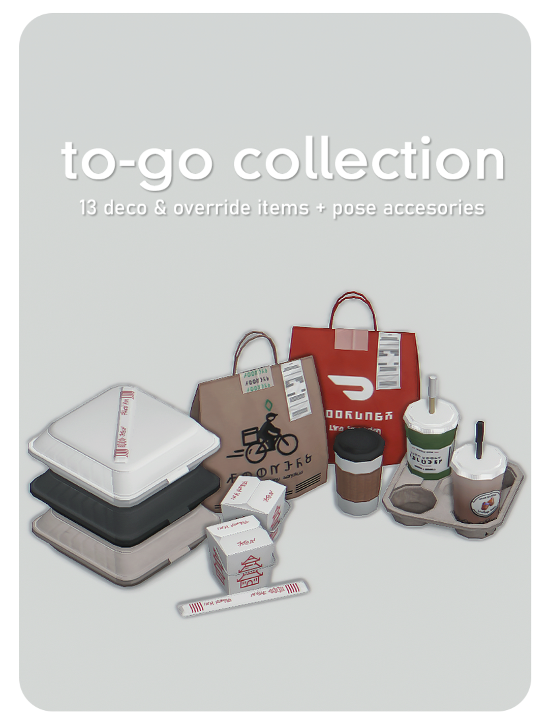 Simkoos To-Go Collection Sims 4 food clutter preview
