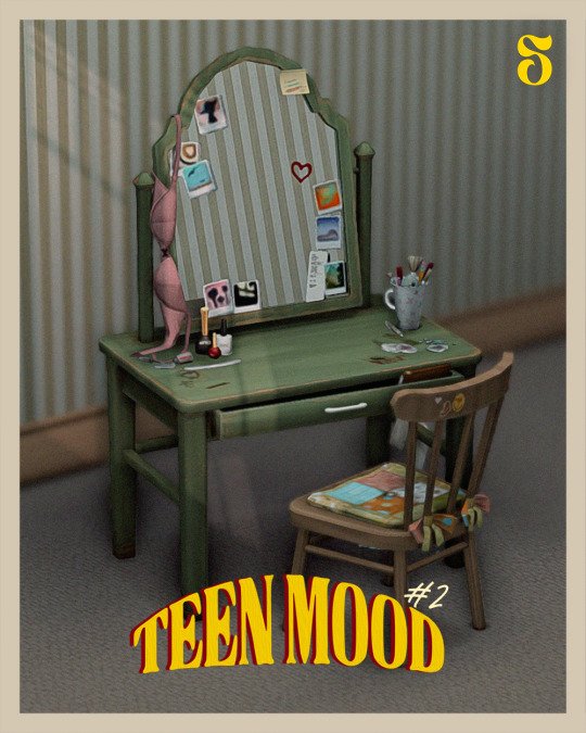 Official preview of Teen Mood 2 Sims 4 vanity CC by Sonechko