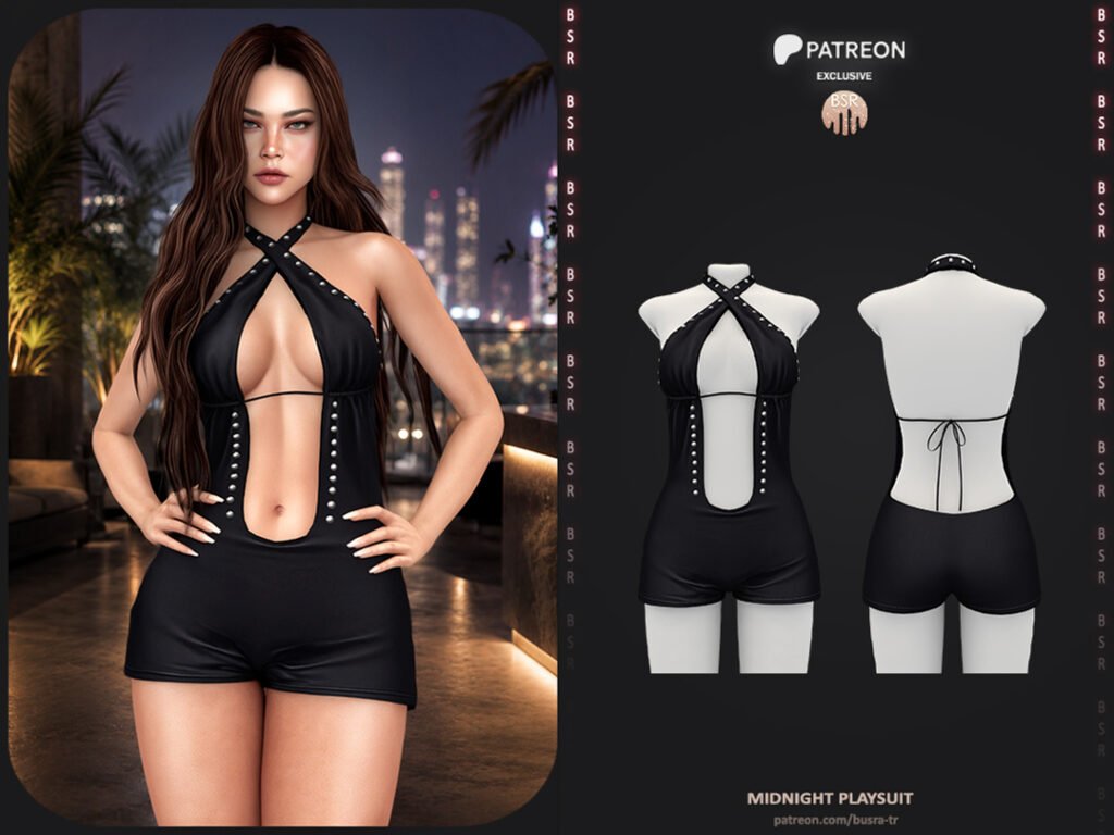 BusraTR Midnight Playsuit P277 Sims 4 CC