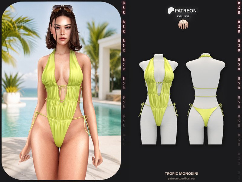 BusraTR Tropic Monokini P274 Sims 4 Swimwear CC