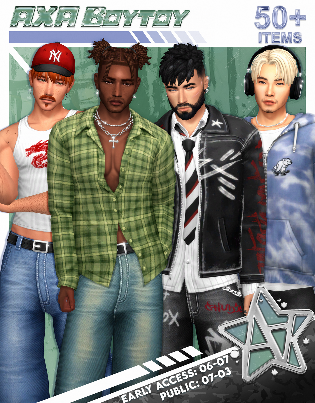 AxA Boytoy official Sims 4 CAS collection preview by aharris00britney and Ayoshi