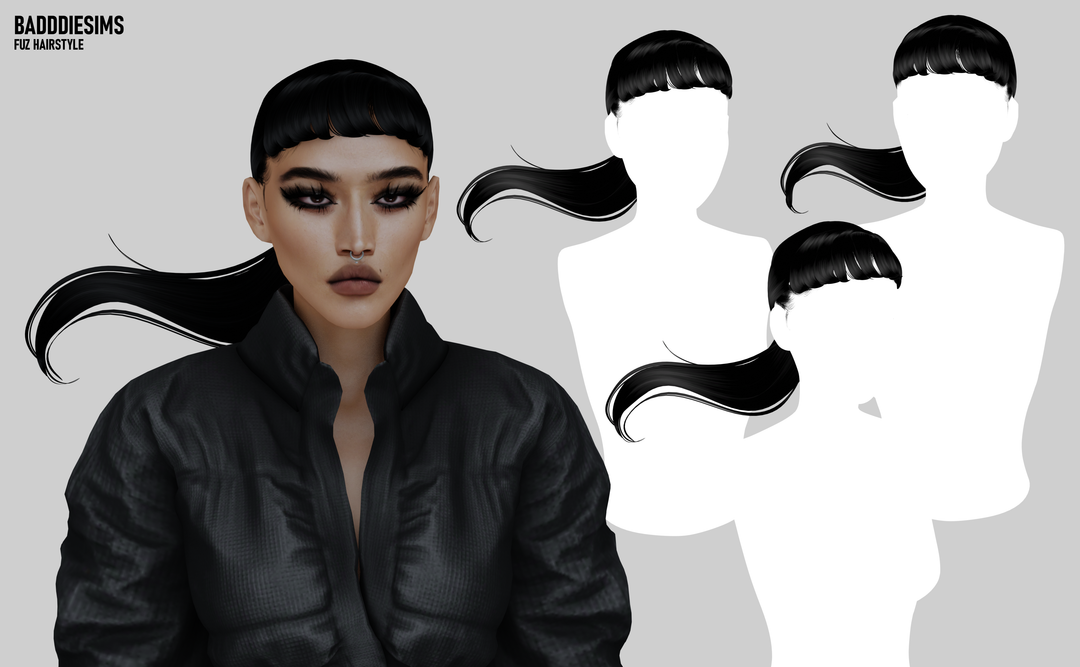 Official BADDDIESIMS FUZ hairstyle preview for The Sims 4