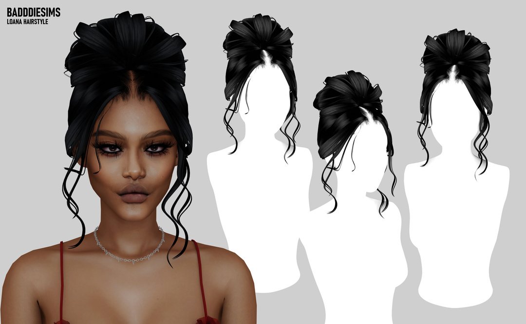 Official BADDDIESIMS LOANA hairstyle preview for The Sims 4
