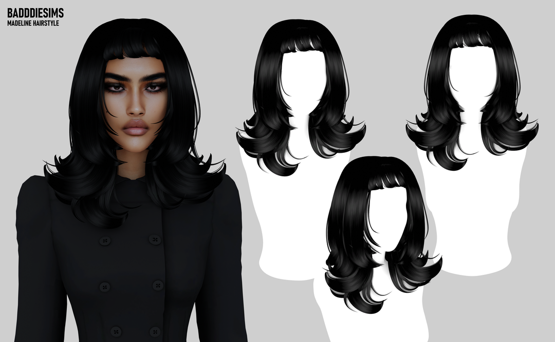 Official BADDDIESIMS MADELINE hairstyle preview for The Sims 4
