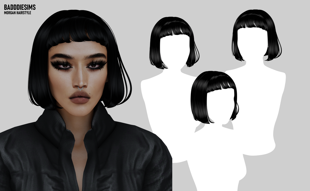 Official BADDDIESIMS MORGAN hairstyle preview for The Sims 4