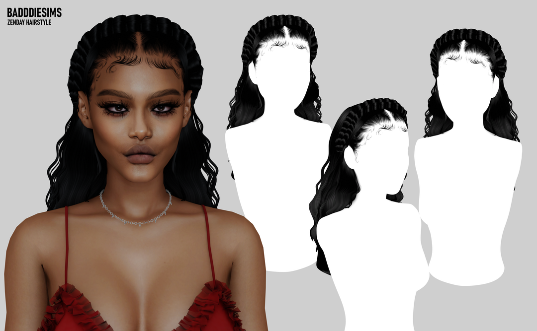 Official BADDDIESIMS ZENDAY hairstyle preview for The Sims 4