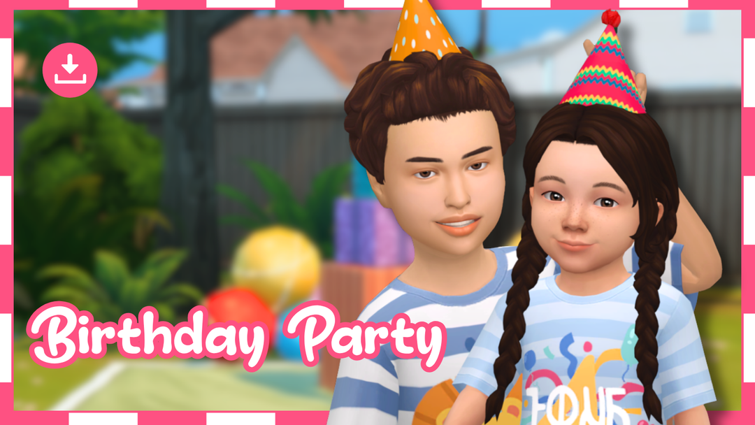 PowLuna Birthday Party shirts and party hats for Sims