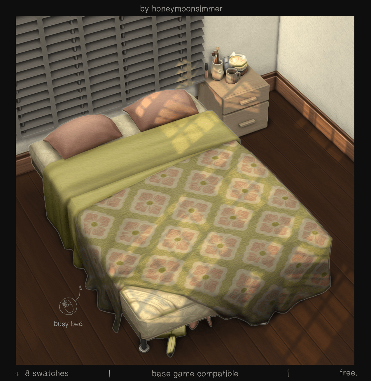 Busy Bed patterned double bed recolors by honeymoonsimmer