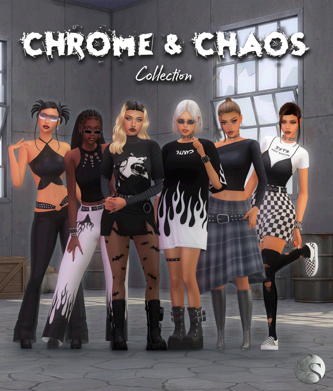 Chrome & Chaos Collection by Camuflaje official Sims 4 clothing preview